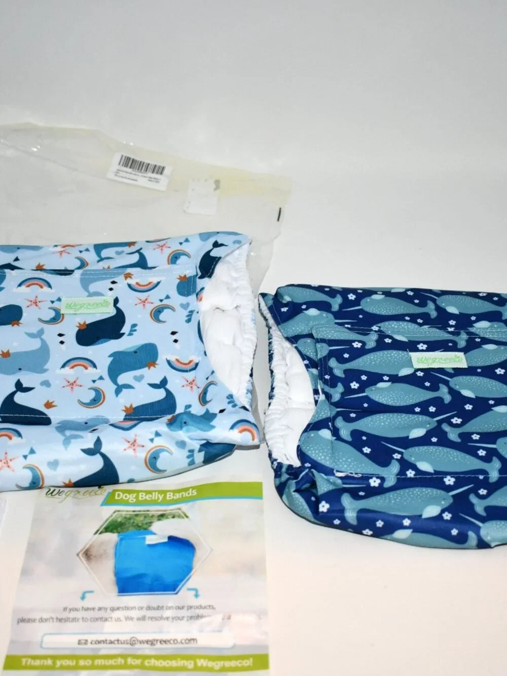 VUNCESSIN Reusable Male Dog Diapers LARGE Pack of 3 Washable Blue Multi NWT